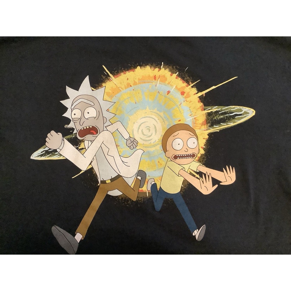 Rick Morty T-Shirt Mens Medium Ripple Junction Black Family Adult Swim Graphic